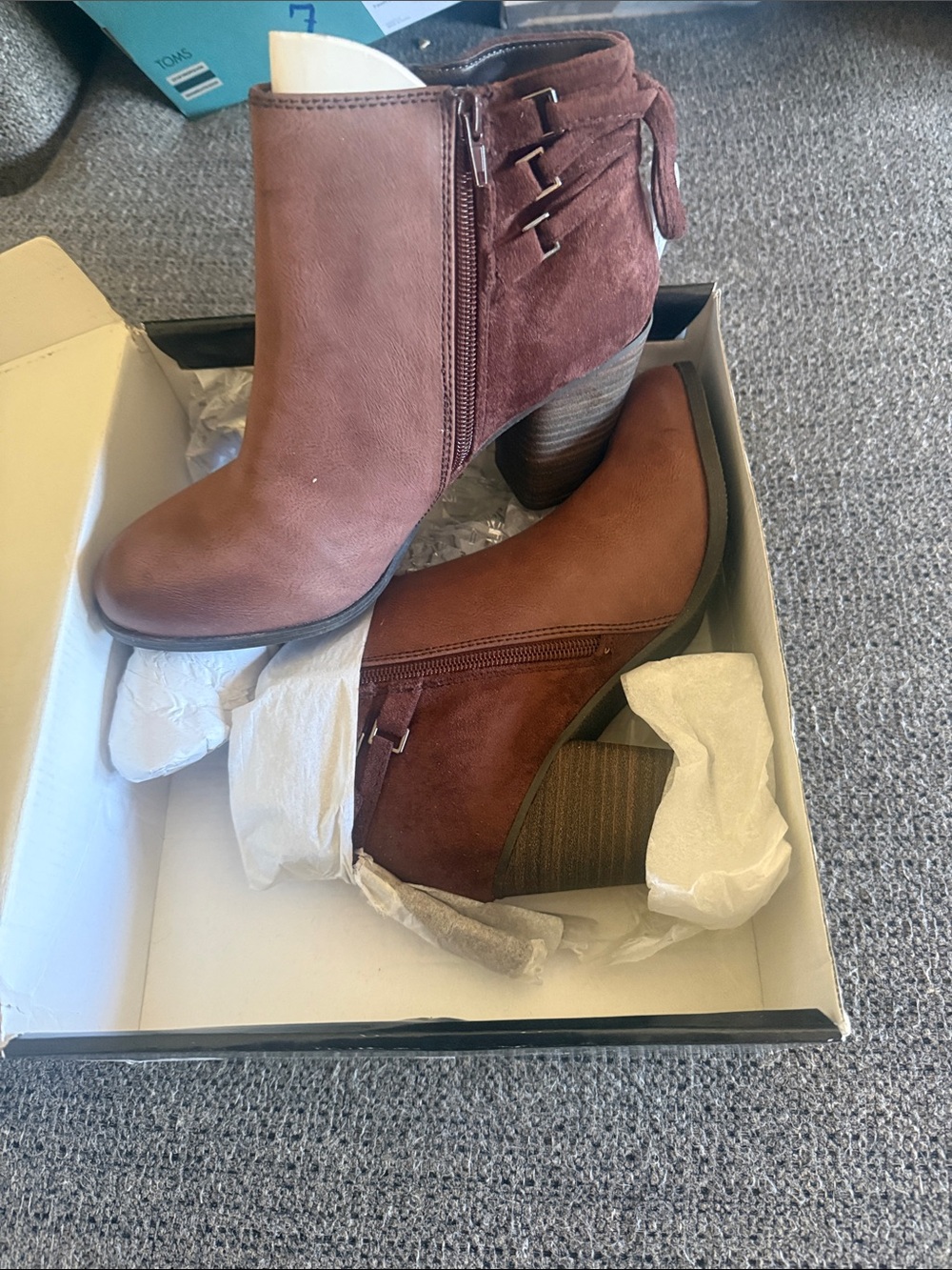 new directions Brown Suede and Leather Ankle Booties